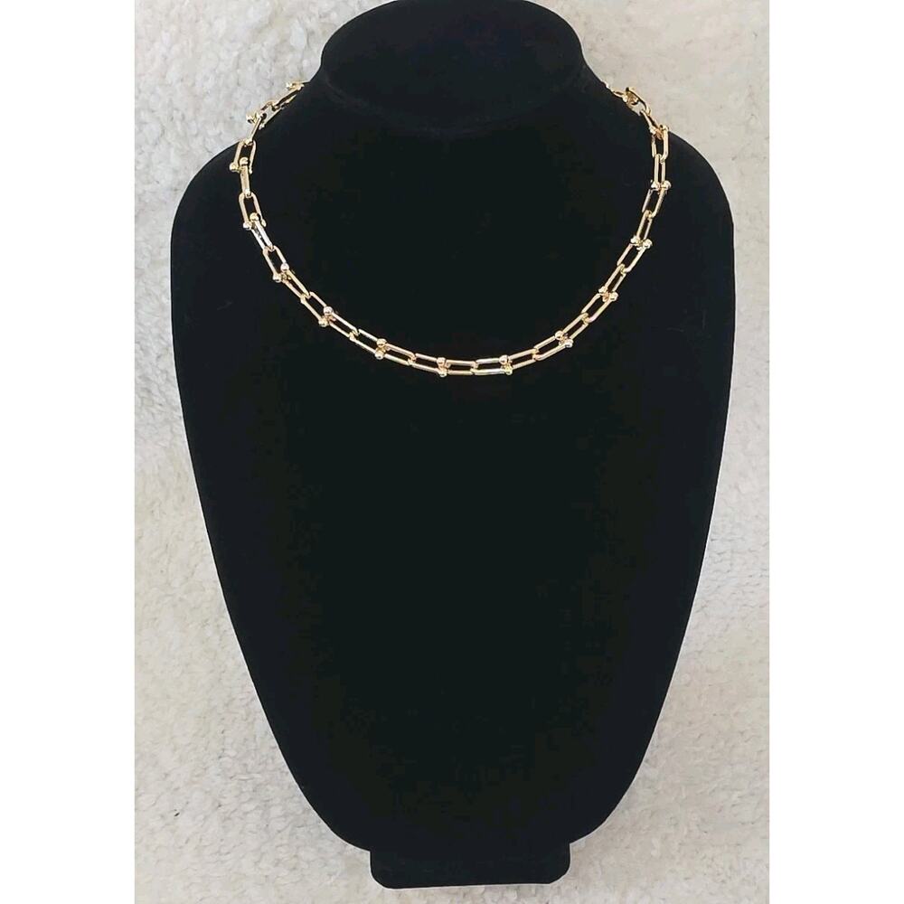 Hardwear U-shaped Horseshoe Link Chain Necklace Gold Dipped Classic 18" NWT